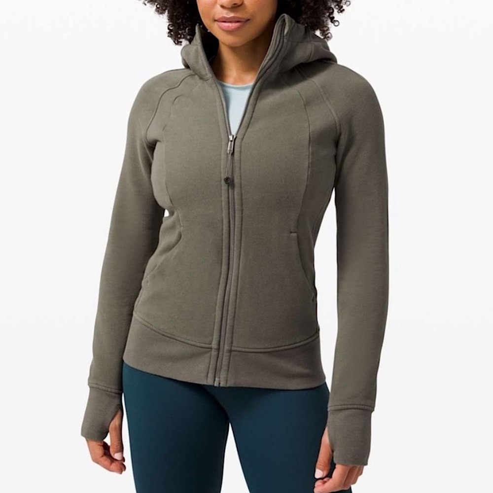 Lululemon Scuba Olive Green Oversized Full Zip Hooded Sweatshirt Hoodie Size 6